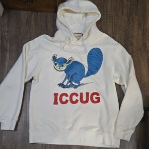 Gucci White Hoodie with Blue Graphic